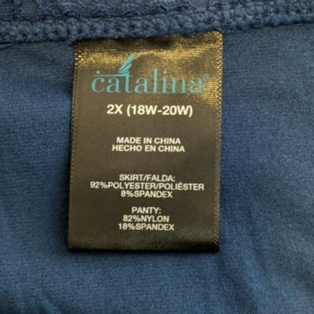 NWT Catalina Swim Skirt 2X Women's Blue Lace Pull On Briefs Bottom Bathing Suit - Picture 6 of 6